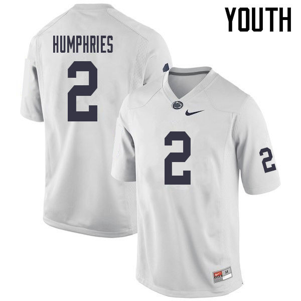 NCAA Nike Youth Penn State Nittany Lions Isaiah Humphries #2 College Football Authentic White Stitched Jersey QZG8398ZX